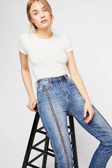 Neon Blonde Siren Zipped Jeans At Free People